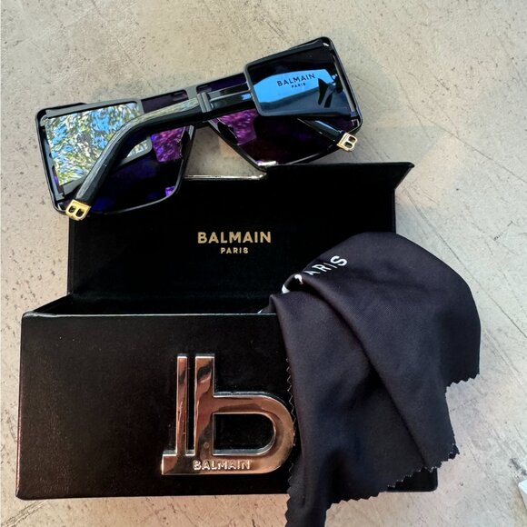 Worn 2x BALMAIN Wonderboy Black/Purple Sunglasses, Authentic Limited Edition - Picture 4 of 13